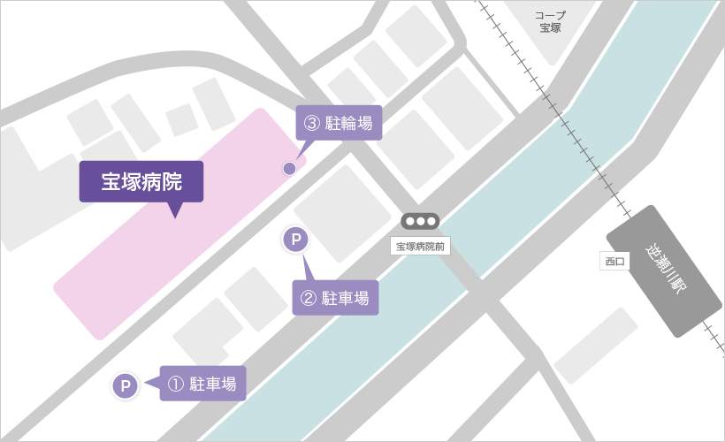 宝塚病院の地図